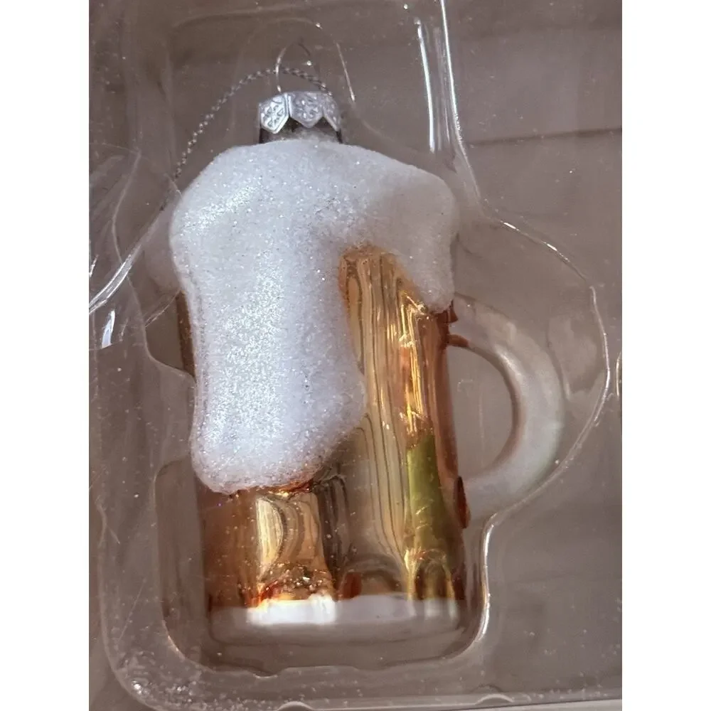 Glass Craft Beer Christmas Ornament Set Beer Mugs & Six Pack Boxed